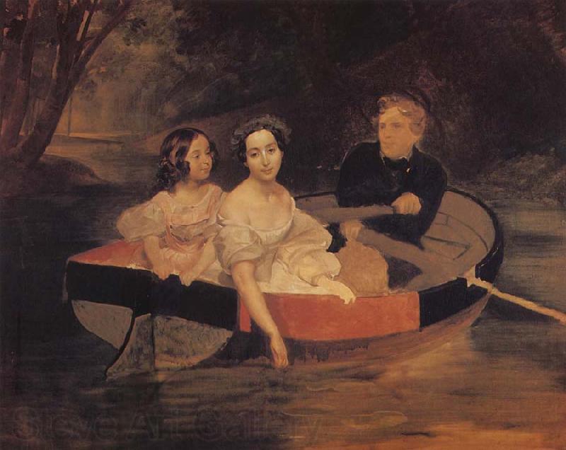 Karl Briullov Portrait of the Artist with Baroness Yekaterina Meller-akomelskaya and her Daughter in a Boat Norge oil painting art
